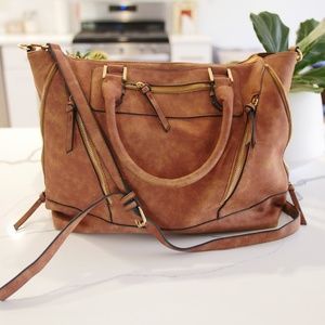 NWOT Brown Faux Leather Crossbody Purse